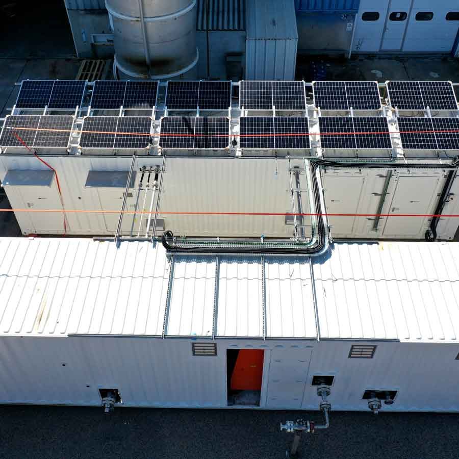 Modular mining engineering unit with integrated piping and dosing systems installed on site.